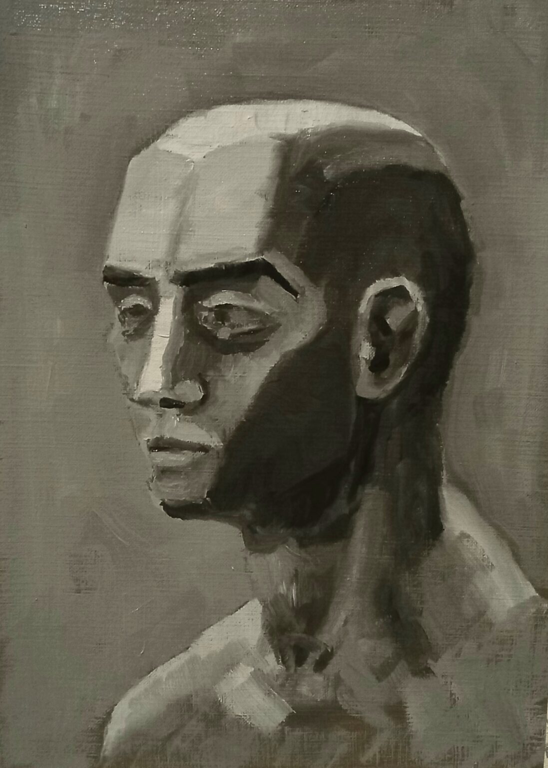 Head, oil on paper