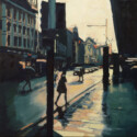 Queen Street rainy evening / oil on board / 400 x 400 mm / Private collection thumbnail