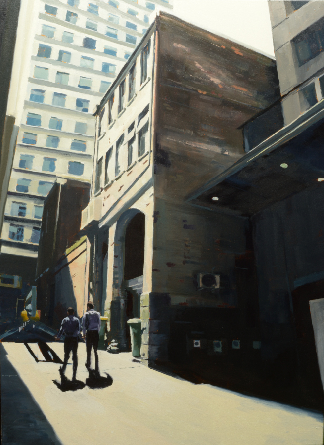 Two men, Durham Lane / oil on canvas / 1100 x 800 mm / Private collection