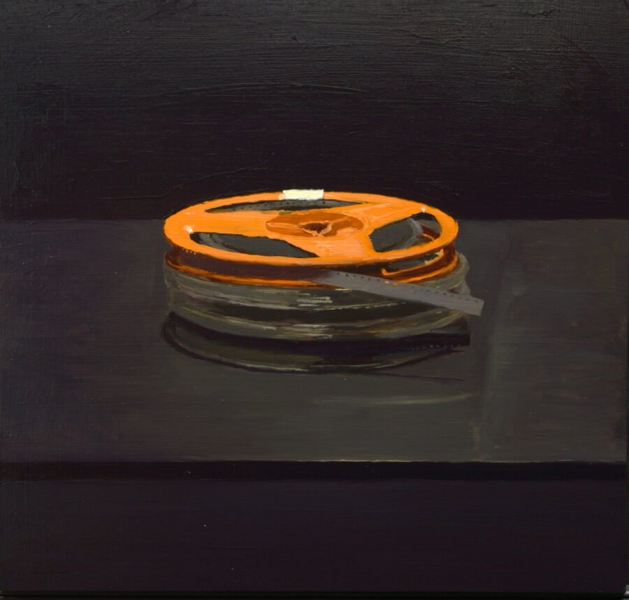 Super 8 film reels / Oil on board / 40 x 40 cm / 2019